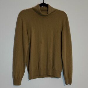 Cashmere Long Sleeve Turtle Neck Tan Camel S/M *Flaw* Quiet Luxury Old Money